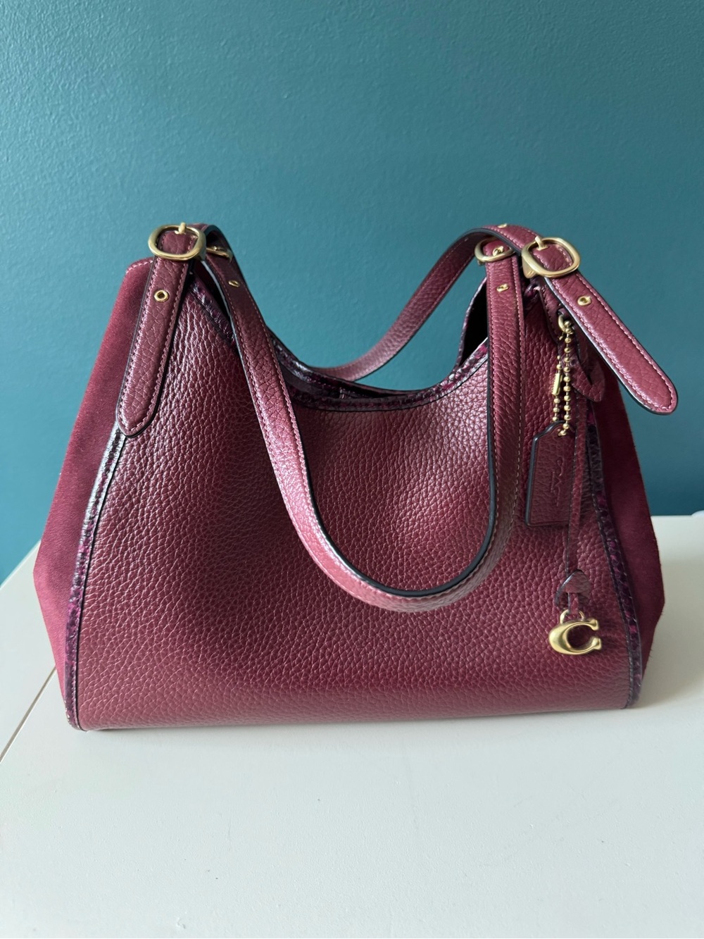 Coach Lori Merlot with snakeskin trim